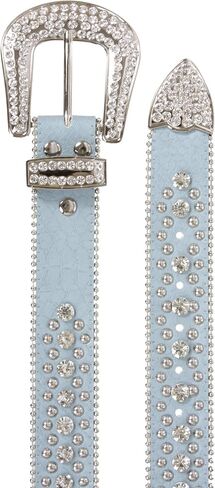 Women's Western Cowgirl Alligator Rhinestone Studded Leather Belt in Saudi Arabia