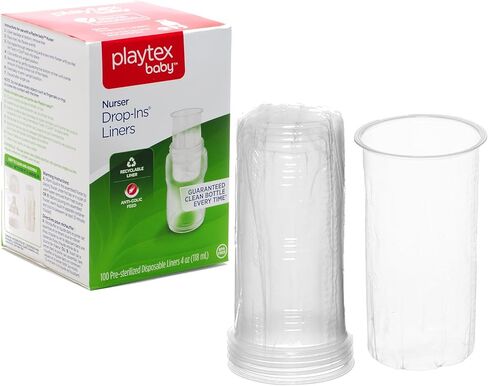 Playtex Baby Nurser Pre-Sterilized Disposable Drop-Ins Bottle Liners, Closer to Breastfeeding, 4 Oz, 50 Count in Saudi Arabia