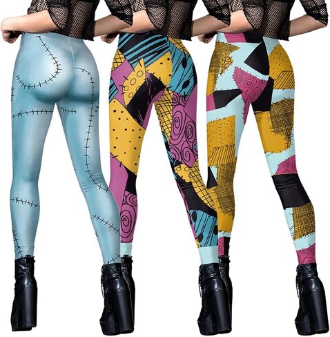 Halloween Costumes Leggings for Women Skull Ghost Spooky Pumpkin Orange Striped Legging High Waist Tight Yoga Pants in Kuwait