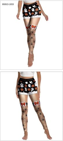 Halloween Costumes Leggings for Women Skull Ghost Spooky Pumpkin Orange Striped Legging High Waist Tight Yoga Pants in Kuwait