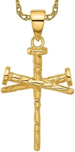ICECARATS 14 كيلو الصلب الذهب الأصفر الذهب الأظافر الصليب المقدس القلادة السلسلة الدينية قلادة يسوع المسيح سحر in Kuwait