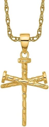 ICECARATS 14 كيلو الصلب الذهب الأصفر الذهب الأظافر الصليب المقدس القلادة السلسلة الدينية قلادة يسوع المسيح سحر in Kuwait