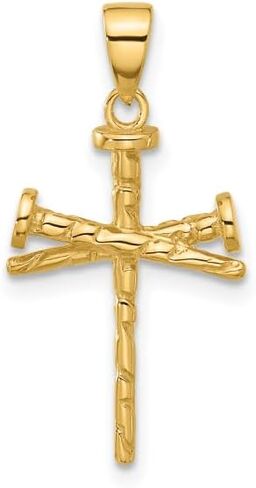 ICECARATS 14 كيلو الصلب الذهب الأصفر الذهب الأظافر الصليب المقدس القلادة السلسلة الدينية قلادة يسوع المسيح سحر in Kuwait