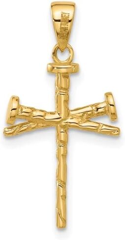 ICECARATS 14 كيلو الصلب الذهب الأصفر الذهب الأظافر الصليب المقدس القلادة السلسلة الدينية قلادة يسوع المسيح سحر in Kuwait