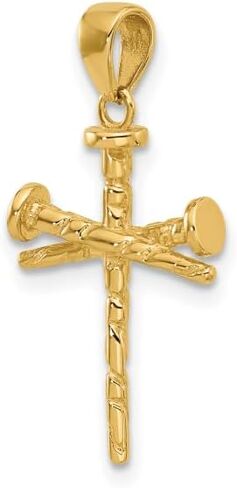 ICECARATS 14 كيلو الصلب الذهب الأصفر الذهب الأظافر الصليب المقدس القلادة السلسلة الدينية قلادة يسوع المسيح سحر in Kuwait