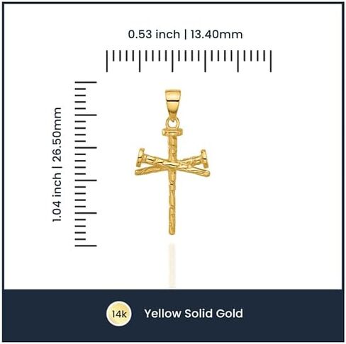 ICECARATS 14 كيلو الصلب الذهب الأصفر الذهب الأظافر الصليب المقدس القلادة السلسلة الدينية قلادة يسوع المسيح سحر in Kuwait