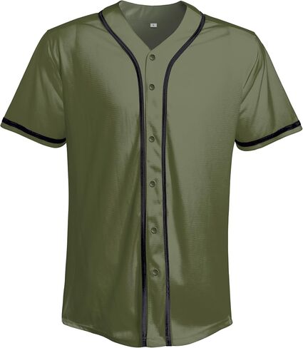 Blank Baseball Jersey Casual Button Down Shirts Short Sleeve Hipster Hip Hop Active Team Sports Uniforms in Saudi Arabia