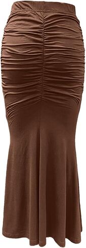 Womens Maxi Bodycon Long Skirt Dressy Elegant High Waisted Ruffle Ruched Flowy Mermaid Skirts Evening Party Clubwear in Kuwait