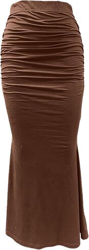 Womens Maxi Bodycon Long Skirt Dressy Elegant High Waisted Ruffle Ruched Flowy Mermaid Skirts Evening Party Clubwear in Kuwait