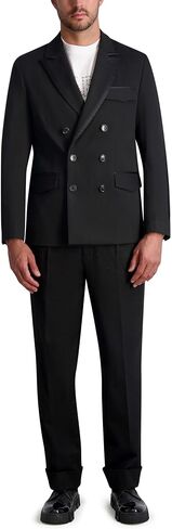 KARL LAGERFELD Mens Pin Stripe Long Sleeve Double Breasted Blazer in Saudi Arabia