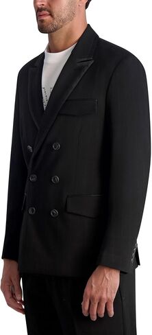 KARL LAGERFELD Mens Pin Stripe Long Sleeve Double Breasted Blazer in Saudi Arabia