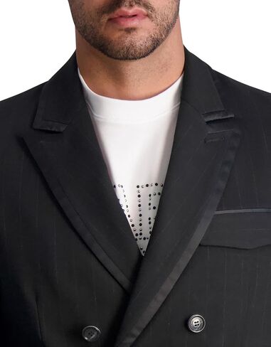 KARL LAGERFELD Mens Pin Stripe Long Sleeve Double Breasted Blazer in Saudi Arabia