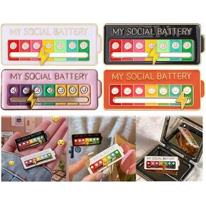 4PCS Battery Mood Pins, Funny Interactive Brooch Pin, My Creative Lapel Pin, Functional Mood Enamel Pins 7 Days a Week for Clothing Decoration Backpacks Bags Hats Gifts in Saudi Arabia