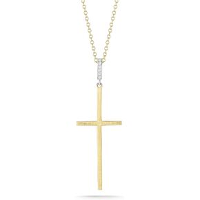 14K Yellow Gold 0.05ct TDW Diamond Accent Jerusalem Cross Pendant Necklace in Saudi Arabia