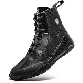 Mens Wrestling Shoes Boxing Shoes High Top Fitness Sneakers Weightlifting Fighting Shoes Zero Drop Sole in Saudi Arabia
