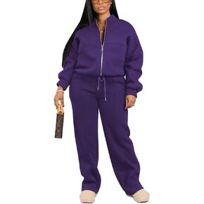 PINSV Women's 2 Piece Outfits Sweatsuits Full Zip Sweatshirts Wide Leg Sweatpant Sets Tracksuits in Kuwait