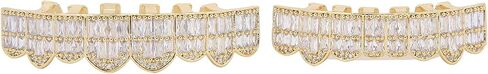Braces, Hip Hop Teeth Grill Set Braces, Cold Coated Copper Teeth Set Bling Teeth Decoration for Party Halloween Festival(golden) in Saudi Arabia