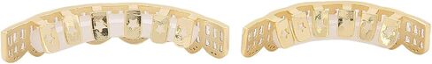 Braces, Hip Hop Teeth Grill Set Braces, Cold Coated Copper Teeth Set Bling Teeth Decoration for Party Halloween Festival(golden) in Saudi Arabia