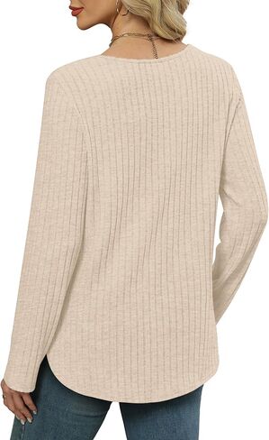 WIHOLL Long Sleeve Shirts for Women V Neck Tops Tunic Fall Winter Sweaters 2025 Clothes in Kuwait