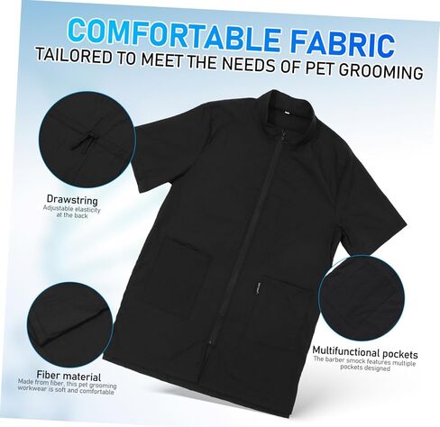 Grooming Smock for Men Stylist Smock Pitch Pet Grooming Dog and Cat Care Size L ، Black ، L ، 89.00x47.00x0.10cm in Saudi Arabia