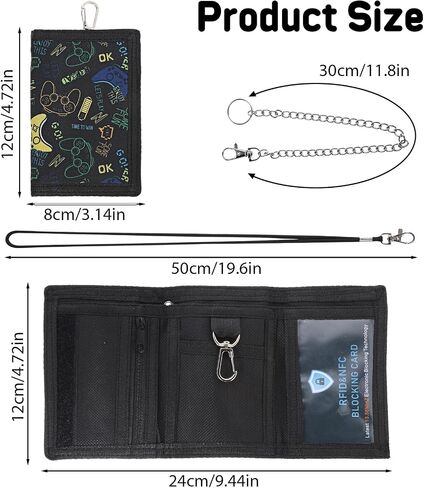 Kids Wallet Outdoor Sports Wallet with Zippered Coin Pocket And Card Holders Boys Wallets for Kids 5-7 8-10 9-12 Birthday Novelty Christmas Gifts (Black) in Saudi Arabia