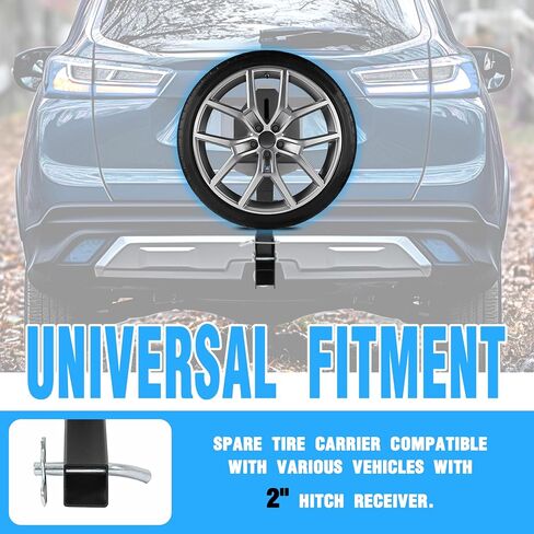 Kuafu Trailer Hitch Hitch Tyre Mount متوافق مع شاحنة مع جهاز استقبال Hitch 2 بوصة يناسب 4 و 5 و 6 العروات حامل حامل قابلة للتعديل in Saudi Arabia