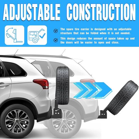 Kuafu Trailer Hitch Hitch Tyre Mount متوافق مع شاحنة مع جهاز استقبال Hitch 2 بوصة يناسب 4 و 5 و 6 العروات حامل حامل قابلة للتعديل in Saudi Arabia