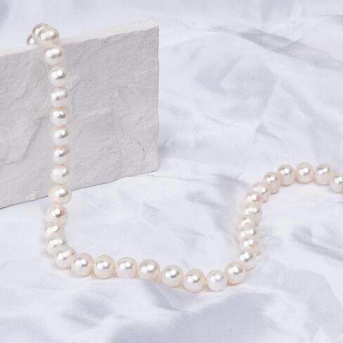 قلادة من BURLAP LIFE للمياه العذبة المزروعة بجودة AAA من اللؤلؤ الحقيقي للنساء مجوهرات فاخرة هدايا عيد الحب لها 16 بوصة 6.0-6.5 مم in Kuwait