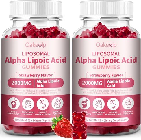 2 Pack Liposomal Alpha Lipoic Acid Gummies 2000mg Gummies,High Potency ALA Complex Biotin & Benfotiamine for Antioxidant, Brain Health and Nerve* Support,Liposomal Enhance 98% Absorption in Kuwait