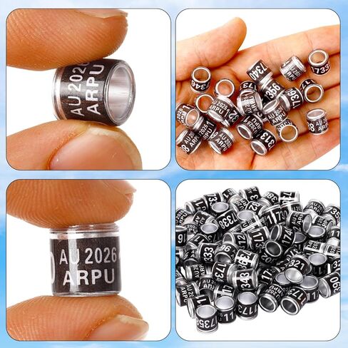 FULAIERGD 100 قطعة من حلقات أرجل الحمام المصنوعة من الألومنيوم متعددة الألوان، حلقات أرجل الحمامة، تحديد الأشرطة البلاستيكية مع تدريب HKPA 2024، حلقة قدم الطيور (أحمر) in Kuwait