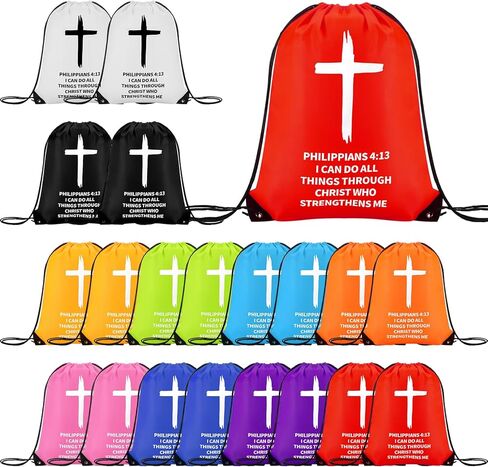 20 PCS CHRISSION CHRAPSTRING CHURCH CASS DEDITION DEDITERSPACK BARKPACK BARK HOPPARTS BACS with Bible VERSE BARGES JESUS ​​BAG Sunday School GIFTS (أمثال 3: 5) in Kuwait