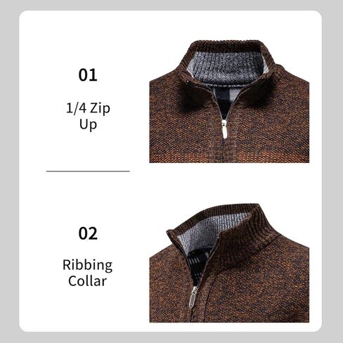 Mens Sweate Quarter Zip Striped Pullover Color Block Knit Sweaters for Men, Long Sleeve Casual Polo Sweatershirt in Saudi Arabia
