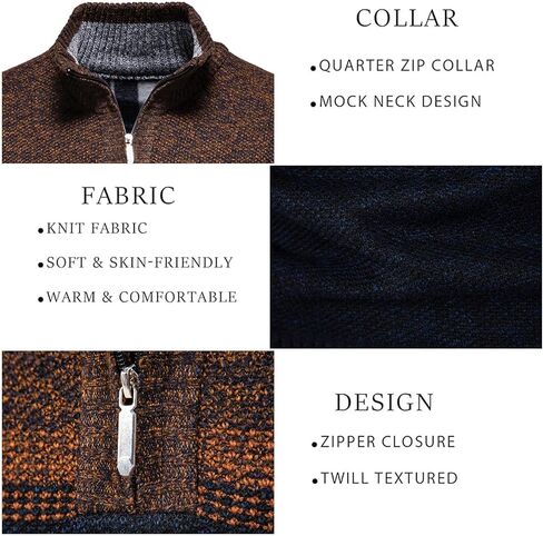 Mens Sweate Quarter Zip Striped Pullover Color Block Knit Sweaters for Men, Long Sleeve Casual Polo Sweatershirt in Saudi Arabia