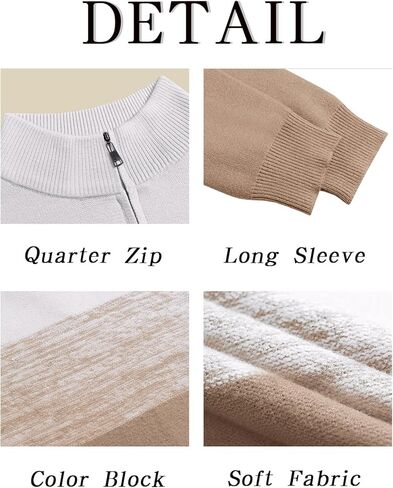 Runcati Mens Quarter Zip Sweaters Mock Neck Pullover Sweater Knitted Casual Color Block Fall Winter Sweaters in Saudi Arabia