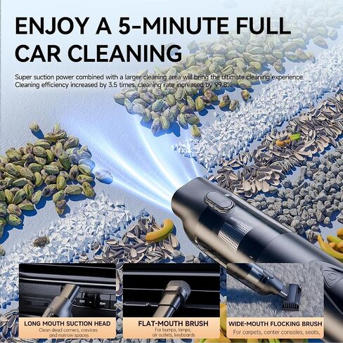 Cordless Car Vacuum Cleaner, 20000Pa Strong Suction Handheld Vacuum with Detailing Kit, Wet/Dry Rechargeable Portable Mini Vacuum for Car Detailing, Home & Outdoor Cleaning in Kuwait