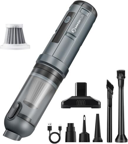Car Vacuum, 4 in 1 Portable Mini Cordless Vacuum, 16000pa Suction Power, 7800mAh, Type-C Charge, Blower, Handheld Vacuum for Car, Office Desk in Saudi Arabia