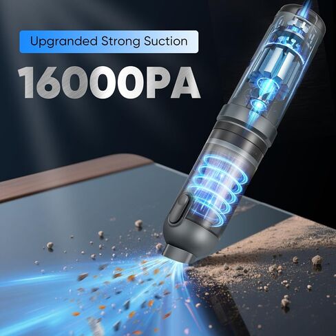 Car Vacuum, 4 in 1 Portable Mini Cordless Vacuum, 16000pa Suction Power, 7800mAh, Type-C Charge, Blower, Handheld Vacuum for Car, Office Desk in Saudi Arabia