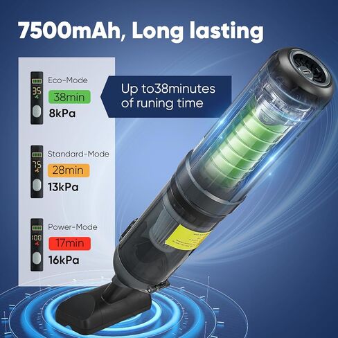 Car Vacuum, 4 in 1 Portable Mini Cordless Vacuum, 16000pa Suction Power, 7800mAh, Type-C Charge, Blower, Handheld Vacuum for Car, Office Desk in Saudi Arabia