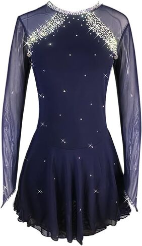 Dark Black Skating Skirt Lady's Skating Costume Girls Simple Generous Figure Skating Dress Women in Saudi Arabia