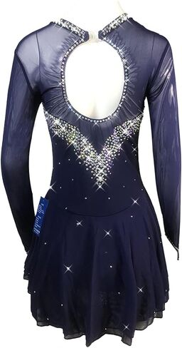 Dark Black Skating Skirt Lady's Skating Costume Girls Simple Generous Figure Skating Dress Women in Saudi Arabia