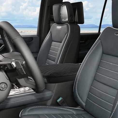 غطاء وحدة التحكم المركزية من AUTOJARE مناسب لملحقات Ford Explorer 2012-2019 مقاوم للماء من الألياف الدقيقة ومسند الذراع من الجلد غطاء واقٍ مضاد للخدش in Saudi Arabia