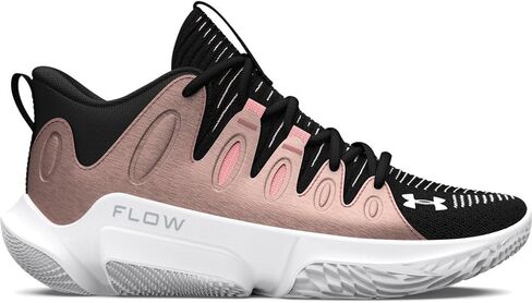 حذاء كرة السلة UA Flow Breakthru 4 للسيدات من Under Armour (أسود/ذهبي وردي معدني/أبيض - 003، نظام مقاسات الأحذية الأمريكية، للبالغين، للنساء، رقمي، متوسط، 7) in Kuwait