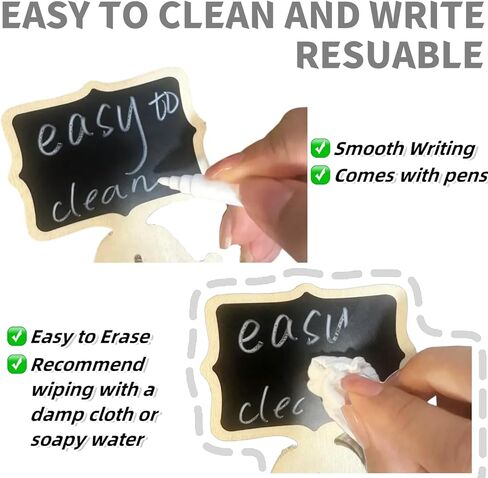 20 حزمة Mini Chalkboard يوقع لوحات رسائل صغيرة قابلة لإعادة الاستخدام مع Stand for Food Labels Party Party Party و Bakery و Weddings Place Cards Name Name Table Number ، مع علامات وملصقات Blackboard in Kuwait