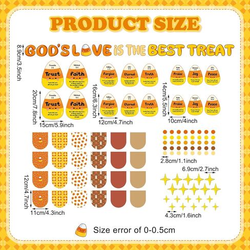 Zhanmai 123 Pcs Candy Corn Bulletin Board Set Religious Halloween Candy Corn Bible Verse God's Love is The Good Treat Cutout for Fall Halloween Faith Religious Classroom Sunday School Wall Decor in Saudi Arabia