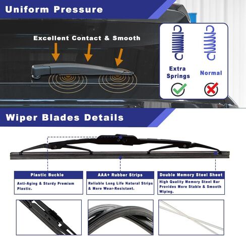 Rear Windshield Wiper Arm Blade Assembly Kit Compatible with 2010-2013 Ford Transit Connect Rear Window Wiper Replacement 2T1Z-17527-A, 2T1Z-17527-B, 2T1Z-17528-B in Saudi Arabia