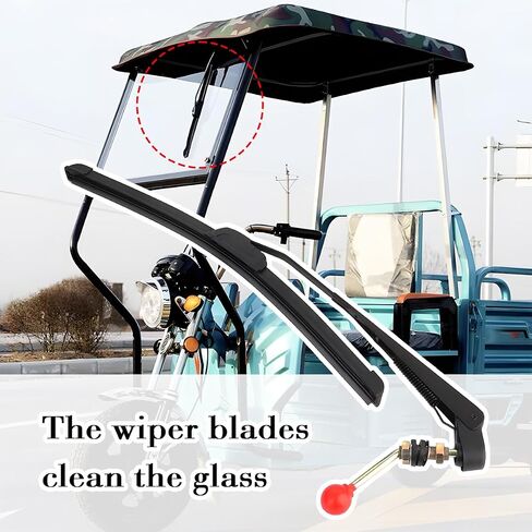 UTV Windshield Wiper Kit, 15.7" Hand Operated Manual Rubber Vehicle Windscreen Wiper Blade with Arm, ATV Replacement Accessories, Compatible with UTV ATV Golf Cart in Saudi Arabia