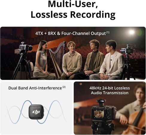 DJI Mic 2 (2 TX + 1 RX + Charging Case), All-in-one Wireless Microphone, Intelligent Noise Cancelling, for iPhone, Android, Camera Bundle with, 2x Turnstile Omnidirectional Condenser Lavalier in Saudi Arabia