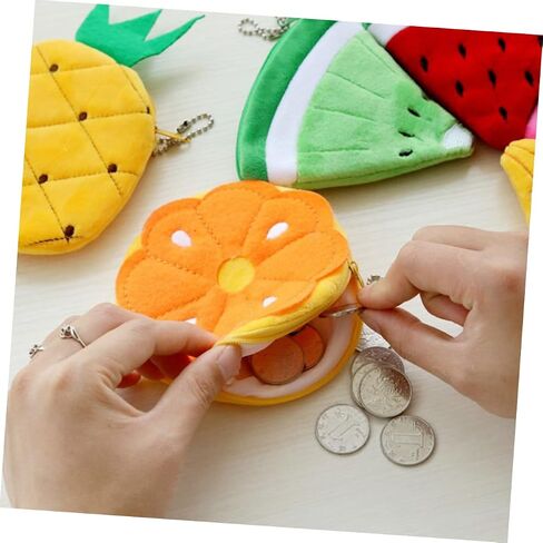 4Pcs Cartoon Fruit Coin Purse for Boys Small Zipper Change Pouch Wallet with Hook Design Tiny Portable Wallets in Strawberry Orange Watermelon Shapes in Saudi Arabia
