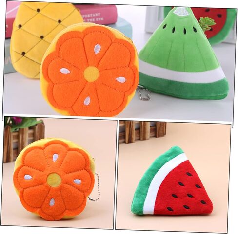 4Pcs Cartoon Fruit Coin Purse for Boys Small Zipper Change Pouch Wallet with Hook Design Tiny Portable Wallets in Strawberry Orange Watermelon Shapes in Saudi Arabia