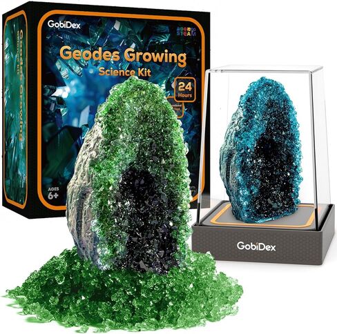 مجموعة GobiDex Geodes Growing Science Kit للأطفال الذين تتراوح أعمارهم بين 6-8-12 عامًا، الجيود مع البلورات تنمو بسرعة في (24 ساعة)، ألعاب تجارب العلوم التعليمية STEM، مجموعة عشاق الجيولوجيا والصخور، هدايا للأولاد والبنات in Kuwait